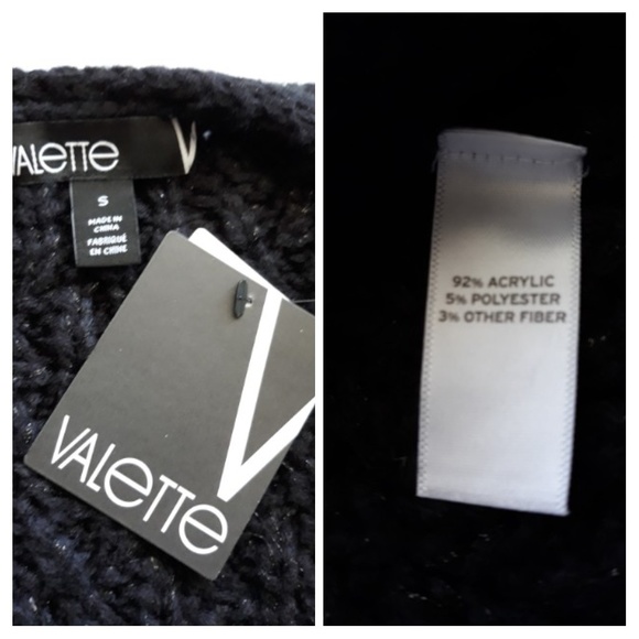 NWT Valette Size S Open Cardigan Sweater Black Tex - Picture 5 of 5